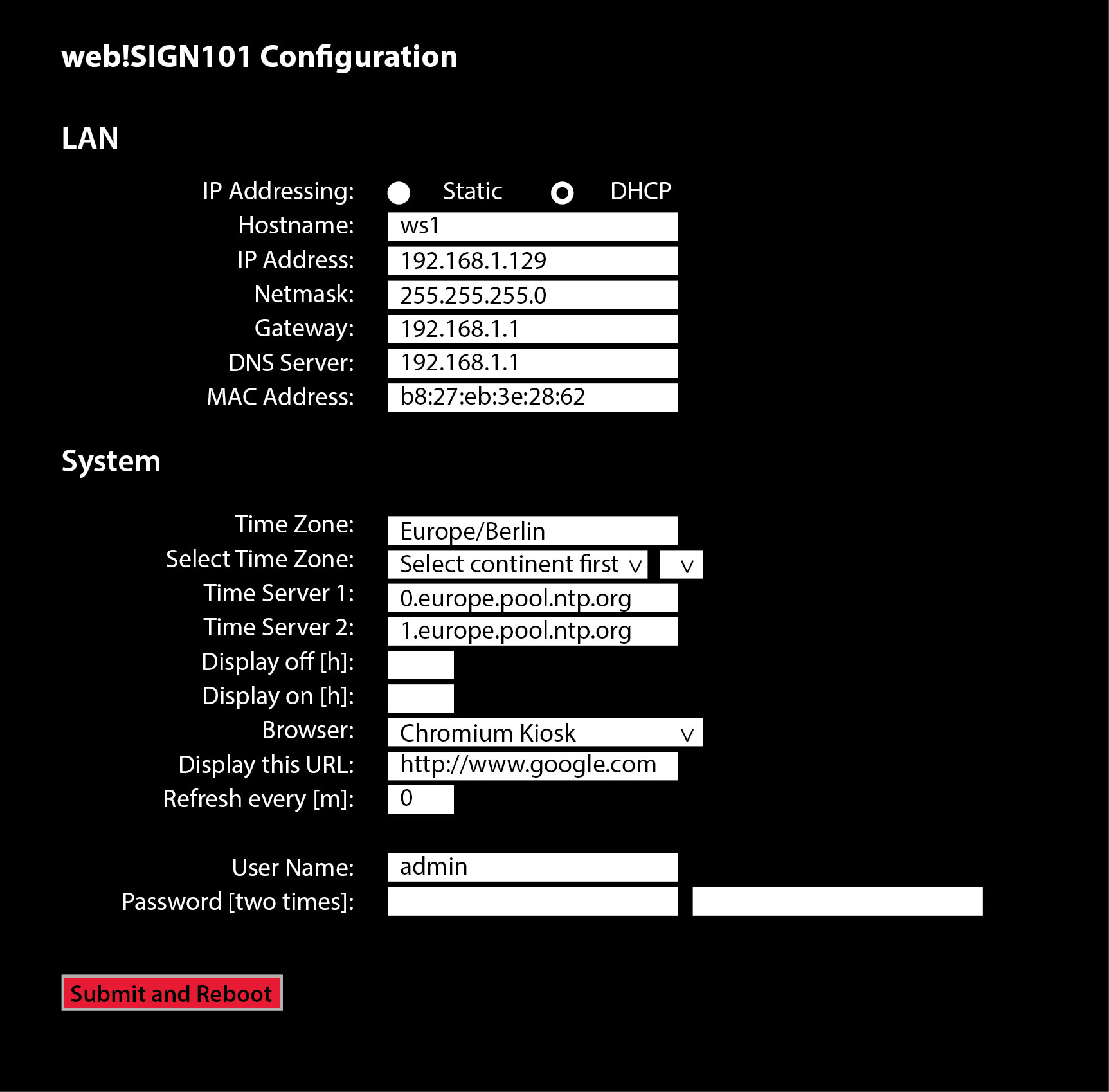 WebSign config